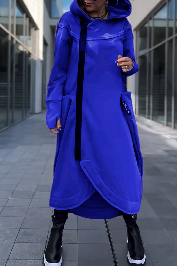 Hildegard | Hoodie Dress with Long Sleeves and Asymmetric Hem