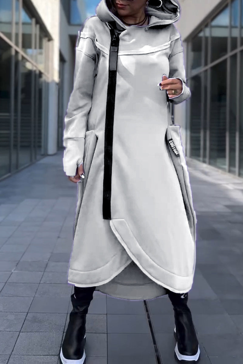 Hildegard | Hoodie Dress with Long Sleeves and Asymmetric Hem