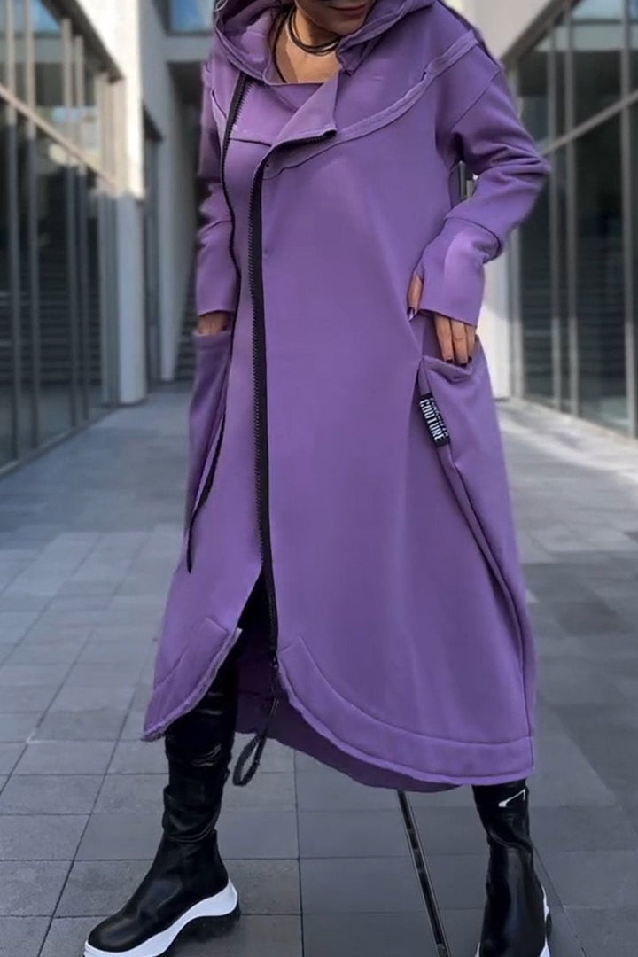 Hildegard | Hoodie Dress with Long Sleeves and Asymmetric Hem