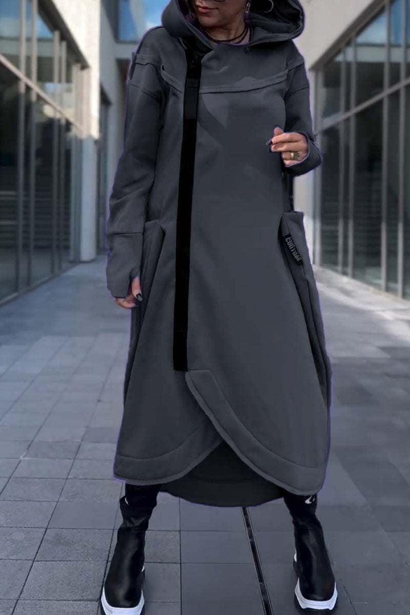 Hildegard | Hoodie Dress with Long Sleeves and Asymmetric Hem