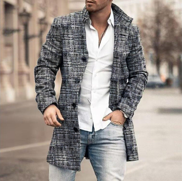 Franck - Long Sleeve Plaid Button-Up Jacket
