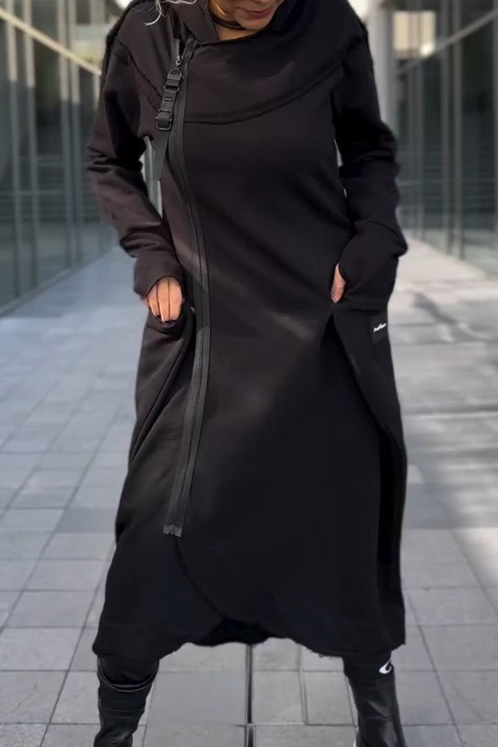 Hildegard | Hoodie Dress with Long Sleeves and Asymmetric Hem